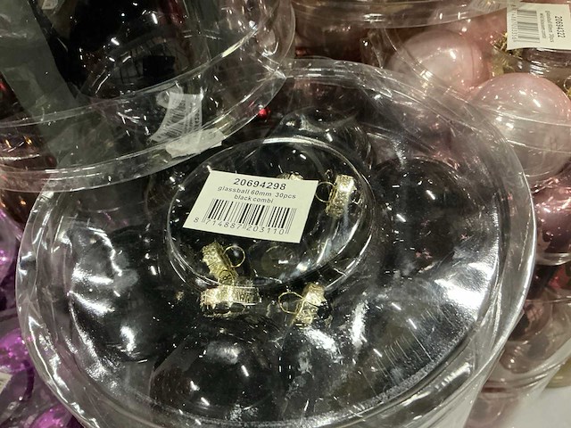 Partij diverse glazen kerstballen 60mm 30/tube (82 tubes) - afbeelding 10 van  14
