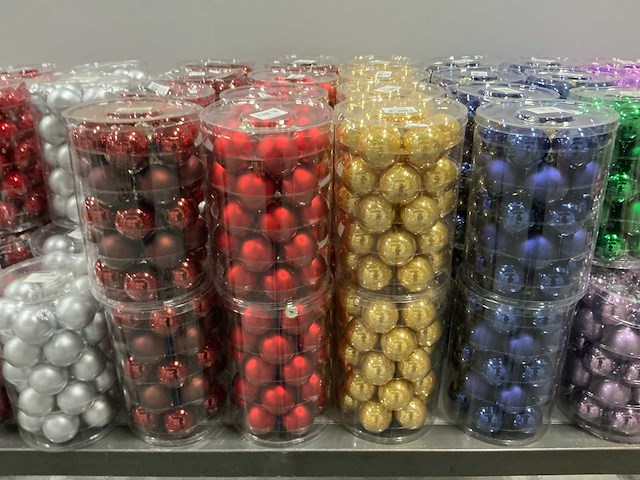 Partij diverse glazen kerstballen 60mm 30/tube (82 tubes) - afbeelding 2 van  22