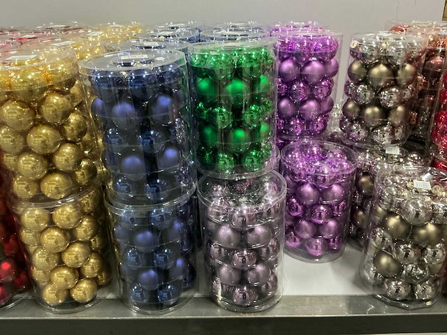 Partij diverse glazen kerstballen 60mm 30/tube (82 tubes) - afbeelding 6 van  22