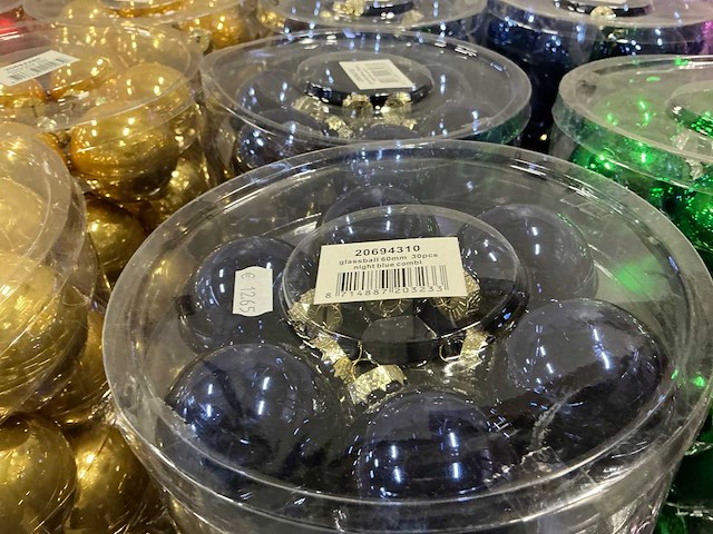 Partij diverse glazen kerstballen 60mm 30/tube (82 tubes) - afbeelding 7 van  22
