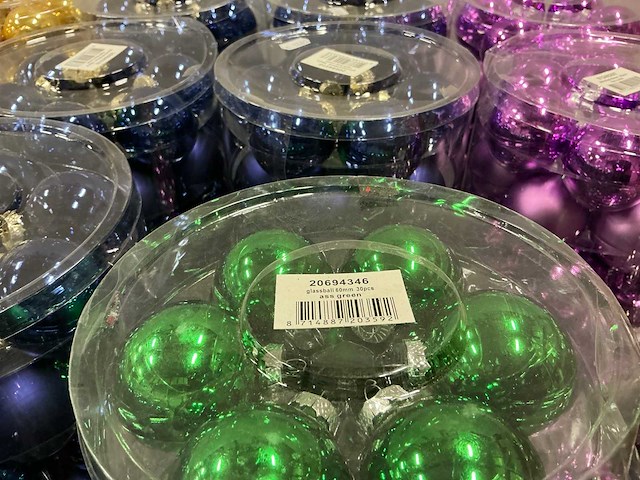 Partij diverse glazen kerstballen 60mm 30/tube (82 tubes) - afbeelding 8 van  22