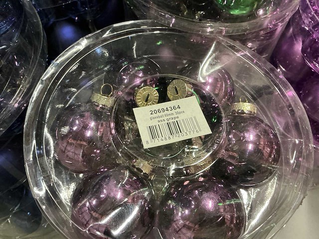 Partij diverse glazen kerstballen 60mm 30/tube (82 tubes) - afbeelding 9 van  22