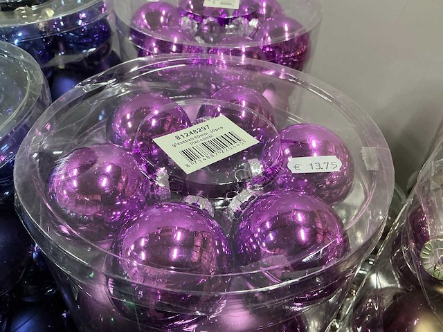 Partij diverse glazen kerstballen 60mm 30/tube (82 tubes) - afbeelding 10 van  22