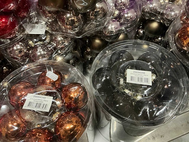 Partij diverse glazen kerstballen 60mm 30/tube (82 tubes) - afbeelding 15 van  22