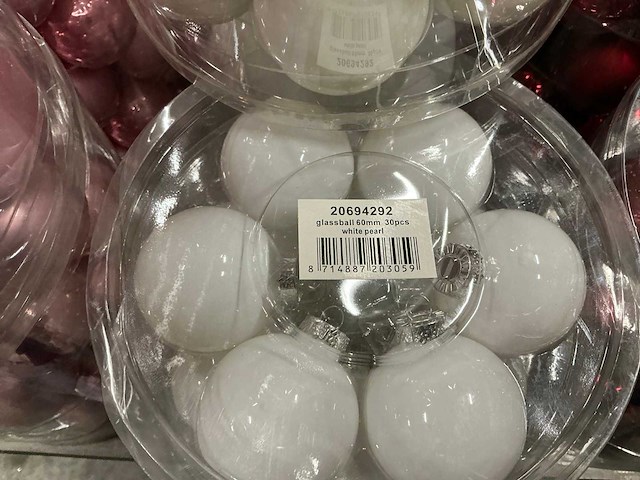 Partij diverse glazen kerstballen 60mm 30/tube (82 tubes) - afbeelding 18 van  22