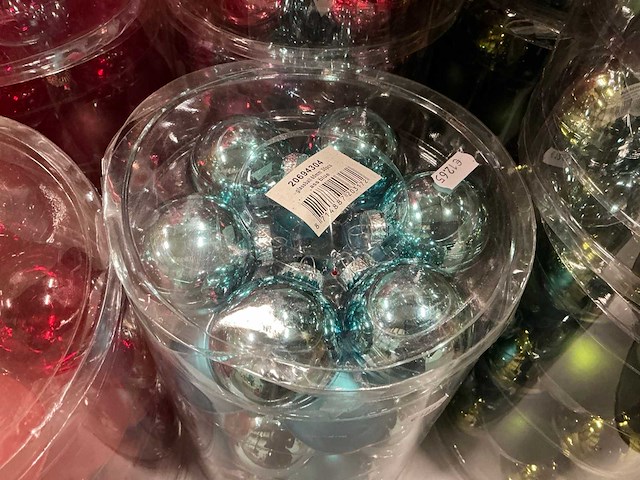 Partij diverse glazen kerstballen 60mm 30/tube (82 tubes) - afbeelding 5 van  17
