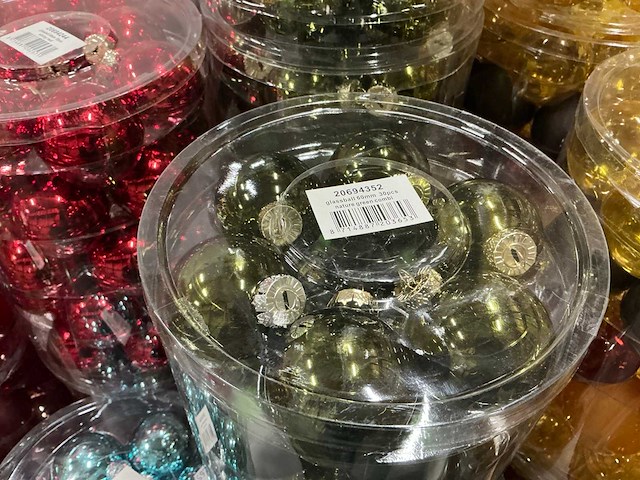 Partij diverse glazen kerstballen 60mm 30/tube (82 tubes) - afbeelding 6 van  17