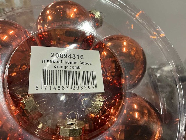 Partij diverse glazen kerstballen 60mm 30/tube (82 tubes) - afbeelding 11 van  17