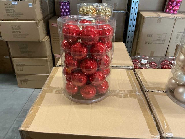 Partij diverse glazen kerstballen 60mm 30/tube (94 tubes) - afbeelding 3 van  18