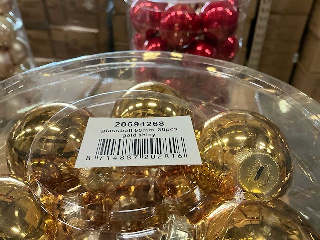 Partij diverse glazen kerstballen 60mm 30/tube (94 tubes) - afbeelding 6 van  18