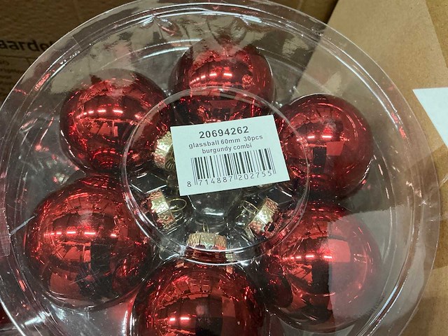 Partij diverse glazen kerstballen 60mm 30/tube (94 tubes) - afbeelding 8 van  18
