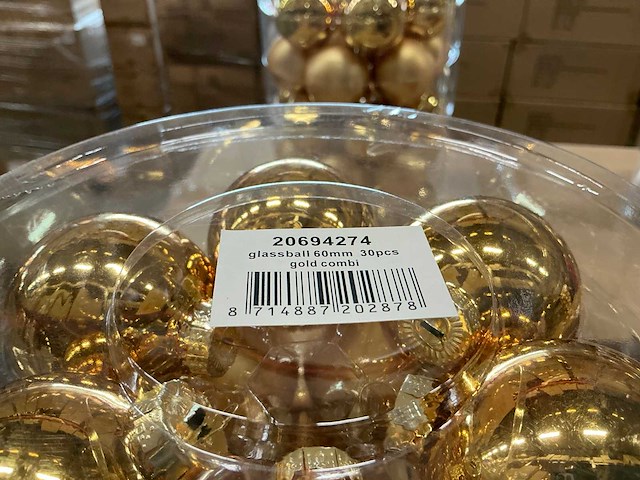 Partij diverse glazen kerstballen 60mm 30/tube (94 tubes) - afbeelding 10 van  18