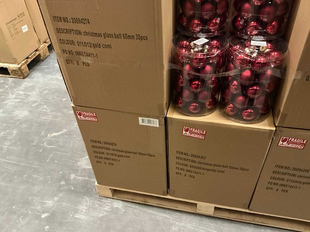 Partij diverse glazen kerstballen 60mm 30/tube (94 tubes) - afbeelding 14 van  18