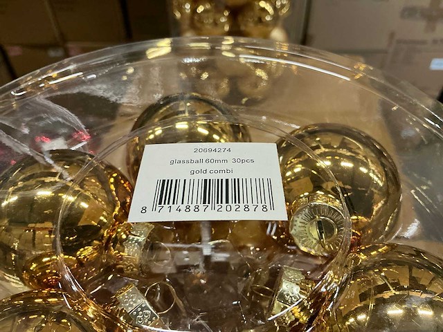 Partij diverse glazen kerstballen 60mm 30/tube (94 tubes) - afbeelding 18 van  18
