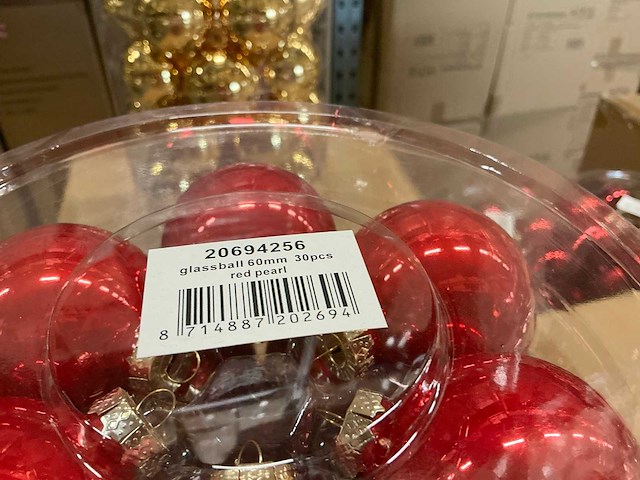 Partij diverse glazen kerstballen 60mm 30/tube (94 tubes) - afbeelding 1 van  7
