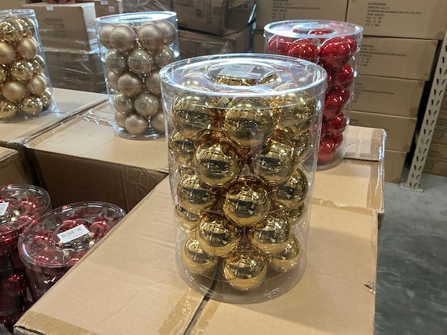 Partij diverse glazen kerstballen 60mm 30/tube (94 tubes) - afbeelding 2 van  7