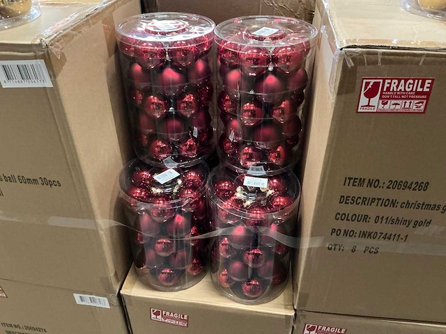 Partij diverse glazen kerstballen 60mm 30/tube (94 tubes) - afbeelding 4 van  7