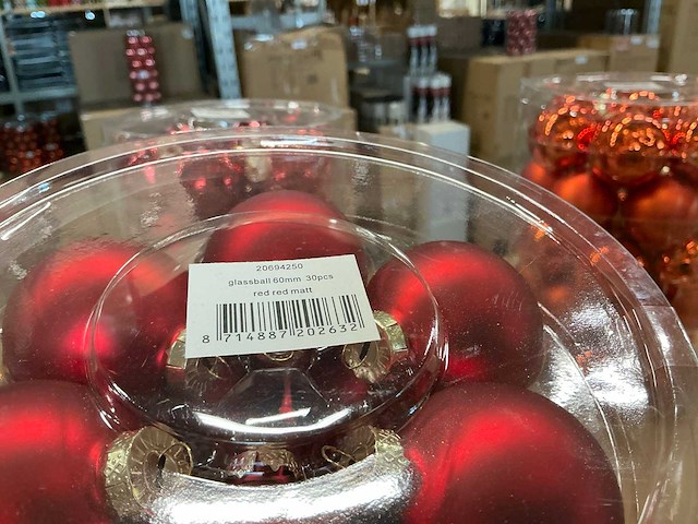 Partij diverse glazen kerstballen 60mm 30/tube (96 tubes) - afbeelding 3 van  13
