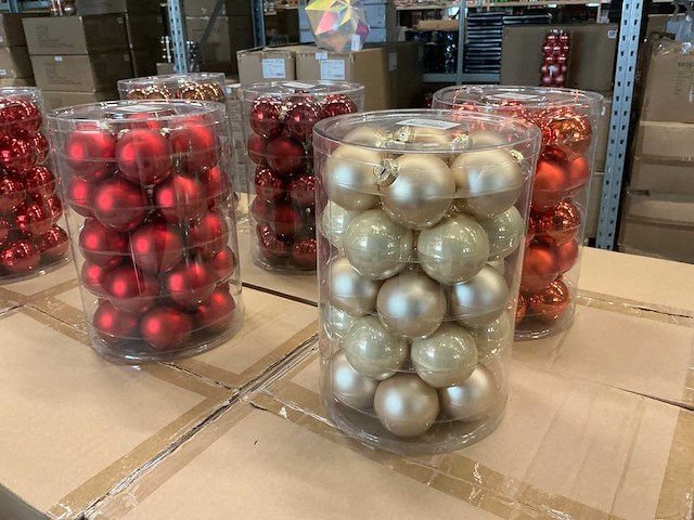 Partij diverse glazen kerstballen 60mm 30/tube (96 tubes) - afbeelding 4 van  13