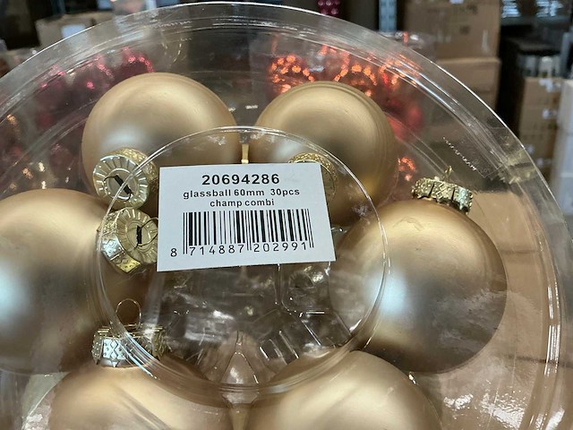 Partij diverse glazen kerstballen 60mm 30/tube (96 tubes) - afbeelding 5 van  13
