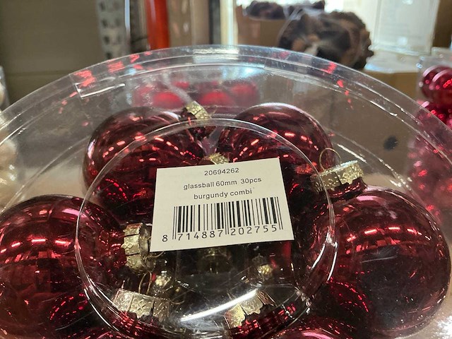 Partij diverse glazen kerstballen 60mm 30/tube (96 tubes) - afbeelding 12 van  13