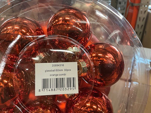 Partij diverse glazen kerstballen 60mm 30/tube (96 tubes) - afbeelding 13 van  13