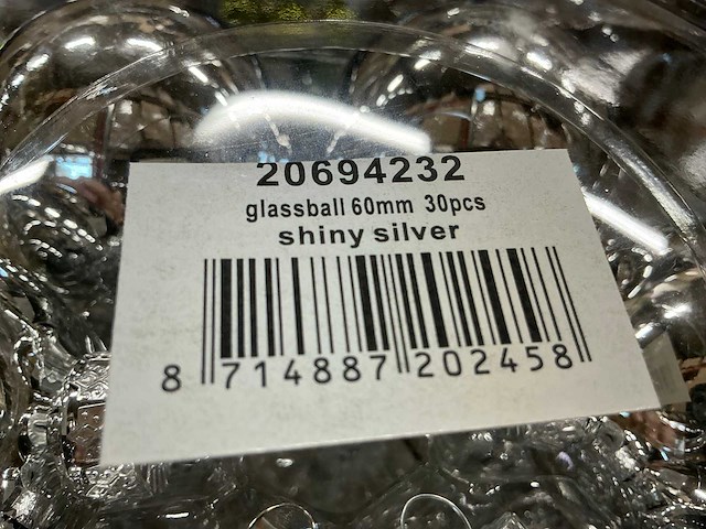 Partij diverse glazen kerstballen 60mm 30/tube (96 tubes) - afbeelding 2 van  11
