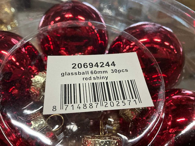 Partij diverse glazen kerstballen 60mm 30/tube (96 tubes) - afbeelding 4 van  11