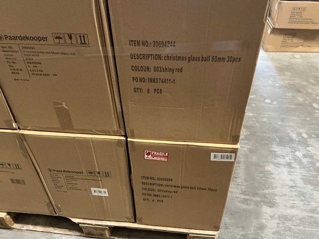 Partij diverse glazen kerstballen 60mm 30/tube (96 tubes) - afbeelding 9 van  11