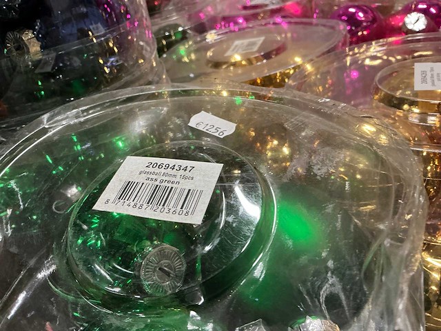 Partij diverse glazen kerstballen 80mm 15/tube (112 tubes) - afbeelding 6 van  20