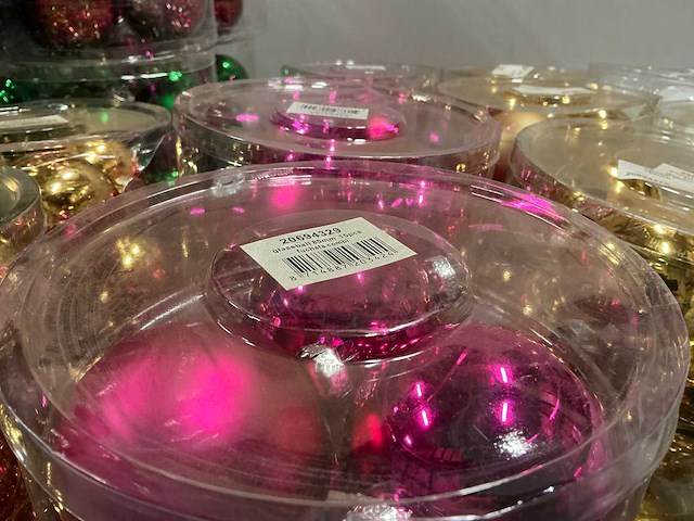 Partij diverse glazen kerstballen 80mm 15/tube (112 tubes) - afbeelding 8 van  20