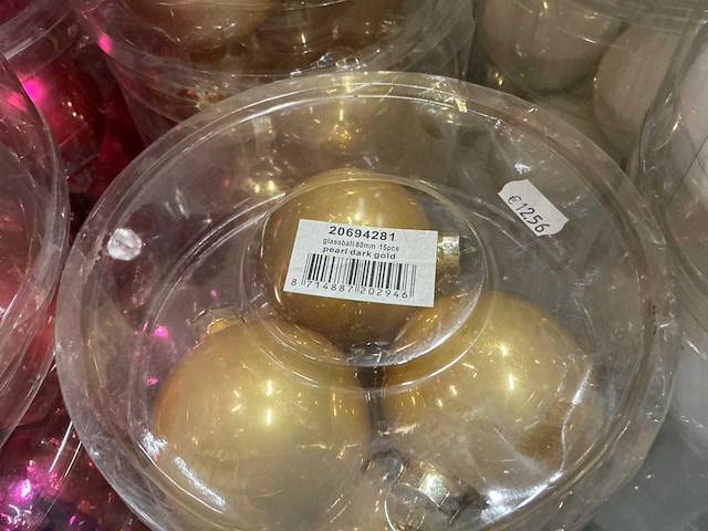 Partij diverse glazen kerstballen 80mm 15/tube (112 tubes) - afbeelding 10 van  20