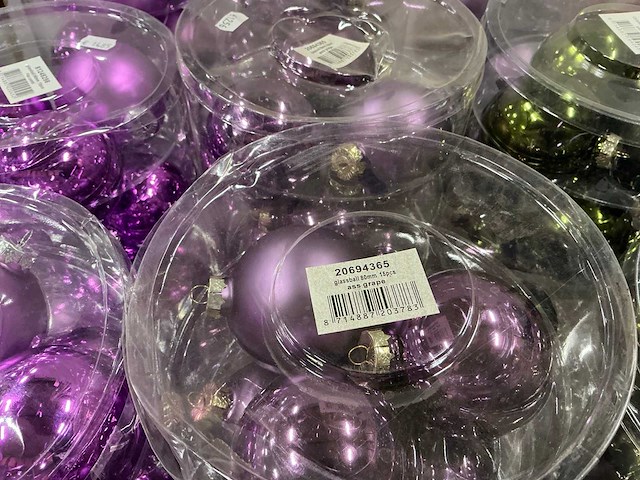 Partij diverse glazen kerstballen 80mm 15/tube (112 tubes) - afbeelding 15 van  20