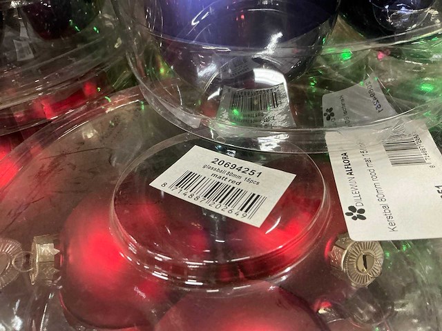 Partij diverse glazen kerstballen 80mm 15/tube (112 tubes) - afbeelding 20 van  20