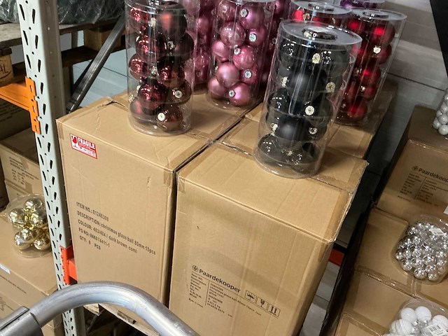 Partij diverse glazen kerstballen 80mm 15/tube (52 tubes) - afbeelding 4 van  8