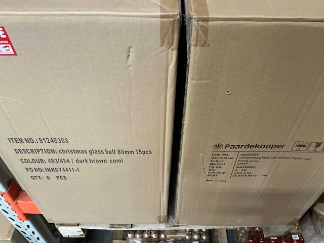 Partij diverse glazen kerstballen 80mm 15/tube (52 tubes) - afbeelding 5 van  8