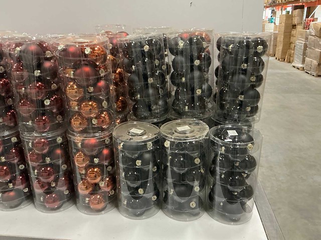 Partij diverse glazen kerstballen 80mm 15/tube (64 tubes) - afbeelding 2 van  9
