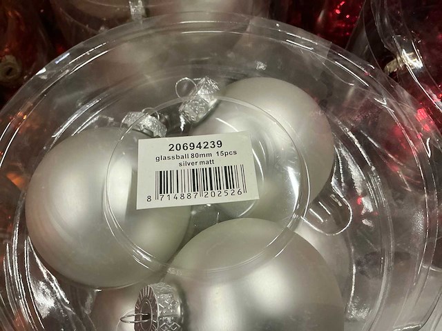 Partij diverse glazen kerstballen 80mm 15/tube (64 tubes) - afbeelding 7 van  9