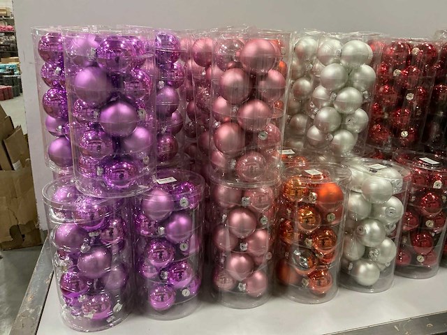 Partij diverse glazen kerstballen 80mm 15/tube (64 tubes) - afbeelding 5 van  11