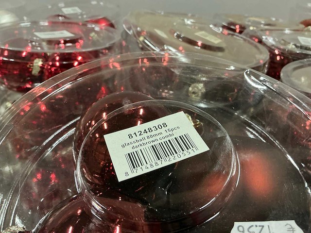 Partij diverse glazen kerstballen 80mm 15/tube (64 tubes) - afbeelding 11 van  11