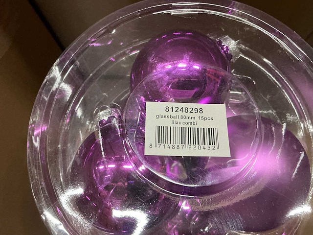 Partij diverse glazen kerstballen 80mm 15/tube (81 tubes) - afbeelding 7 van  13