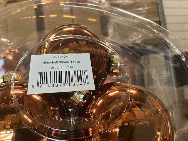 Partij diverse glazen kerstballen 80mm 15/tube (81 tubes) - afbeelding 8 van  9
