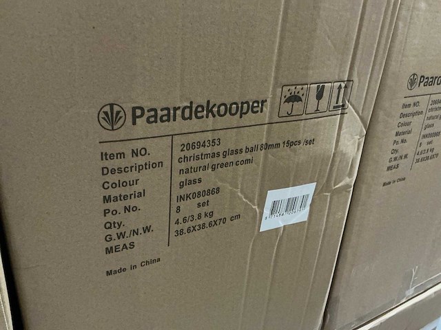 Partij diverse glazen kerstballen 80mm 15/tube (88 tubes) - afbeelding 8 van  12