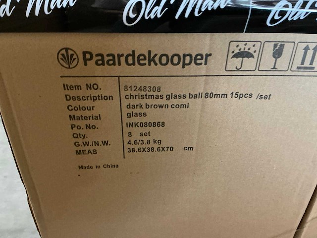 Partij diverse glazen kerstballen 80mm 15/tube (88 tubes) - afbeelding 4 van  12