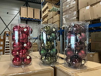 Partij diverse glazen kerstballen 80mm 15/tube (88 tubes) - afbeelding 1 van  12