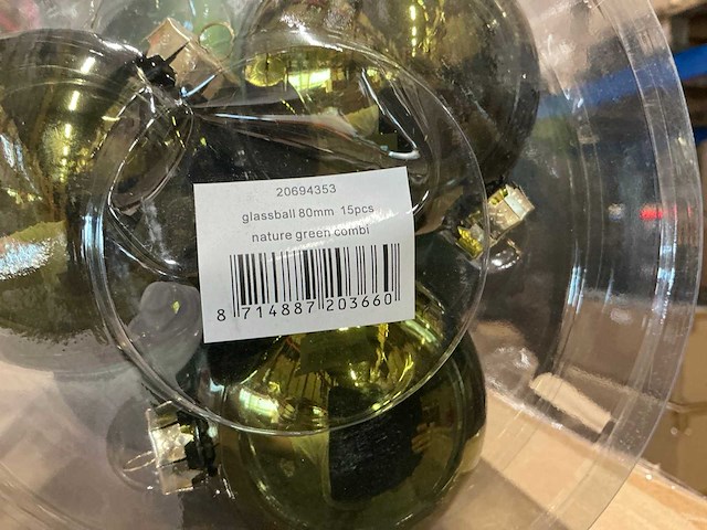 Partij diverse glazen kerstballen 80mm 15/tube (88 tubes) - afbeelding 6 van  12