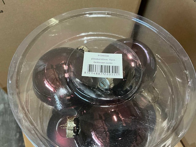 Partij diverse glazen kerstballen 80mm 15/tube (88 tubes) - afbeelding 10 van  12