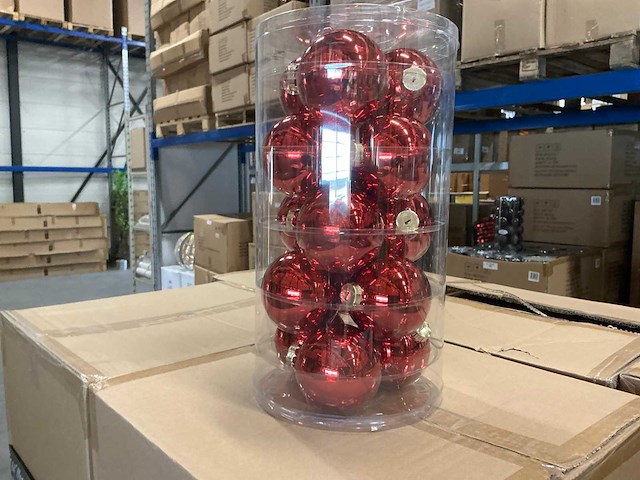 Partij diverse glazen kerstballen 80mm 15/tube (88 tubes) - afbeelding 12 van  12