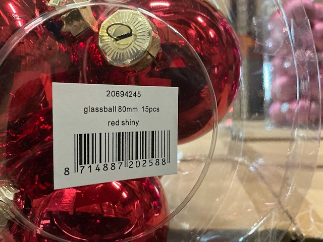 Partij diverse glazen kerstballen 80mm 15/tube (96 tubes) - afbeelding 8 van  17