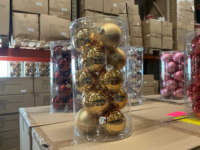 Partij diverse glazen kerstballen 80mm 15/tube (96 tubes) - afbeelding 12 van  17